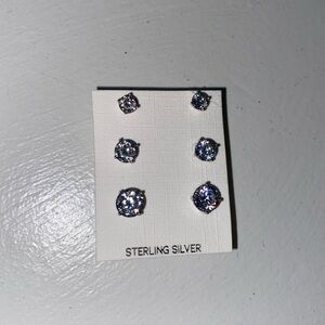 Sterling Silver Stud Earrings Set